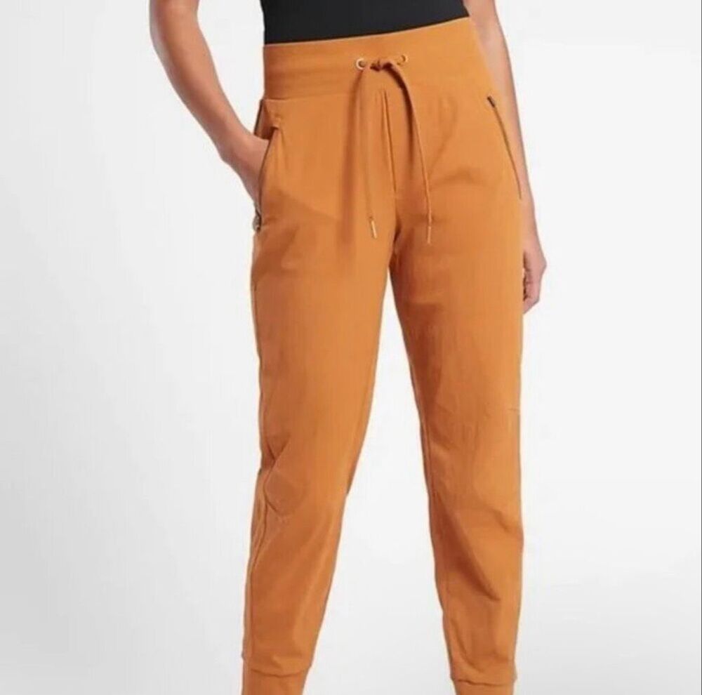 Athleta Jogger Pants Women 12 Ochre Orange Trekkie North Drawstring Hiking Large